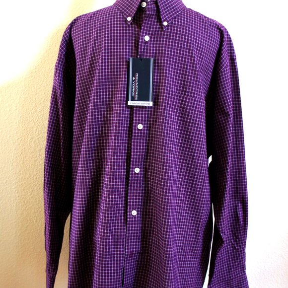 Roundtree & Yorke Purple Check Button Down Shirt - Picture 3 of 9